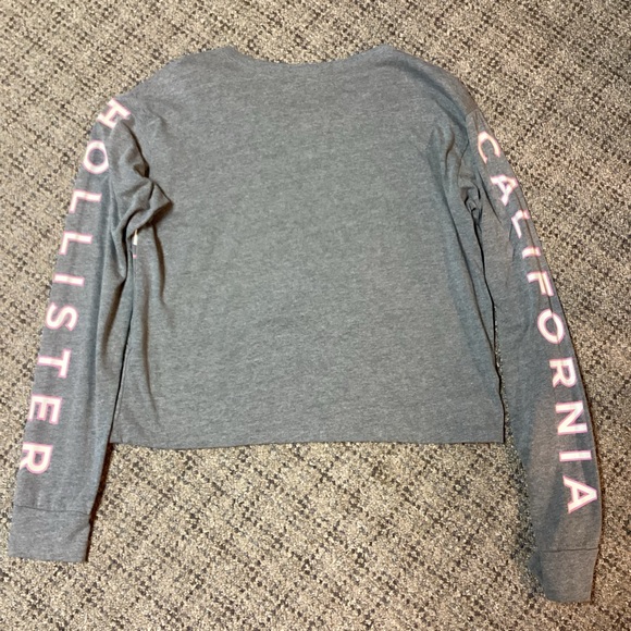 Hollister Gray White Pink Checkered Graphic Crewneck Long Sleeve Tee * Small - Picture 8 of 9